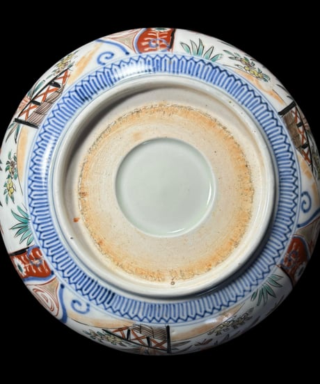 伊万里 大鉢 [松竹梅草花蝶鳥文絵] 色絵 丸皿 取り皿 飾り皿 鉢 和食器 明治 古伊万里 陶器 骨董品 アンティーク