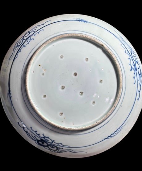古伊万里 染付 大皿 若竹 鶴 平皿 取り皿 盛り皿 飾り皿 和食器 伊万里 骨董品 アンティーク
