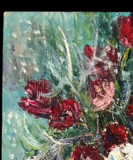油絵 「花」 花瓶 油彩 額装 額 壁掛 絵画 色絵 雑貨 インテリア アンティーク コレクション