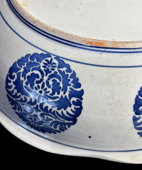 蔵出し 古伊万里 染付 大鉢 唐子 松竹梅 盛り鉢 鉢 飾り皿 和食器 陶器 時代物 骨董品 アンティーク