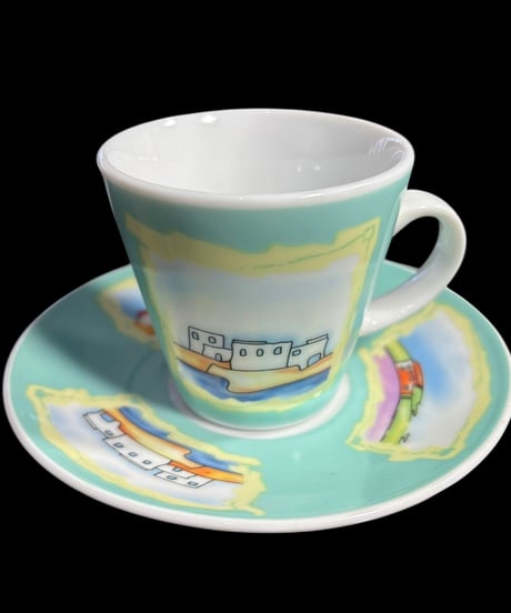 【5客揃】 カップ&ソーサー 風景図 デミタスカップ アソート 紅茶 コーヒー カップ 茶器 昭和 レトロ アンティーク
