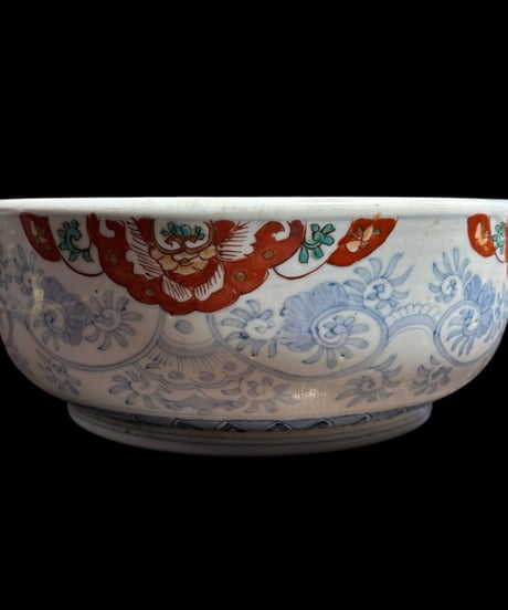 【現品限り!!】伊万里 大鉢 [草花文] 金彩 赤絵 色絵 鉢 丸皿 盛り皿 飾り皿 古伊万里 古美術 明治 和食器 骨董品 アンティーク