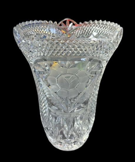 クリスタルガラス 花瓶 フラワーベース クリスタル 硝子 花入れ 花器 陶器 インテリア 昭和 レトロ 骨董品 アンティーク