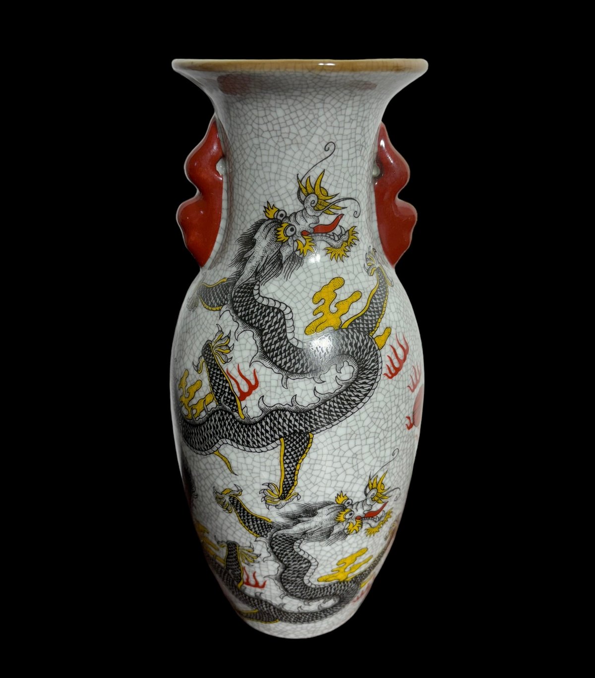 壺 [黒龍] 丸形 中国雑貨 龍 ドラゴン フラワーベース 花瓶 花入れ 花器 陶器 古美術 骨董品