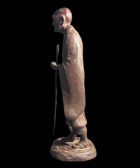 金工師 照雲作 銅製良寛像 作家物 仏像 インテリア 置物 オブジェ 骨董品 時代物 アンティーク