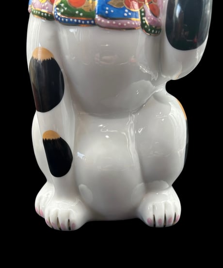 おもだか屋 招き猫 古瀬戸 赤絵 左手 縁起物 開運 金運 貯金箱 陶器 昭和 レトロ 工芸品 インテリア 骨董品 アンティーク