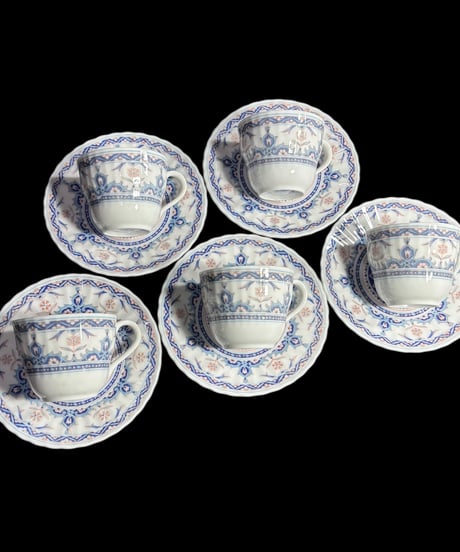 【5客揃】BIYO CHINA カップ&ソーサー 美濃窯業 花柄 マグカップ 紅茶 コーヒー カップ 茶器 昭和 レトロ アンティーク