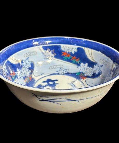 染付 鉢 [鹿 紅葉 紋柄] 色絵 小鉢 盛り皿 飾り皿 大皿 もみじ 和食器 骨董品