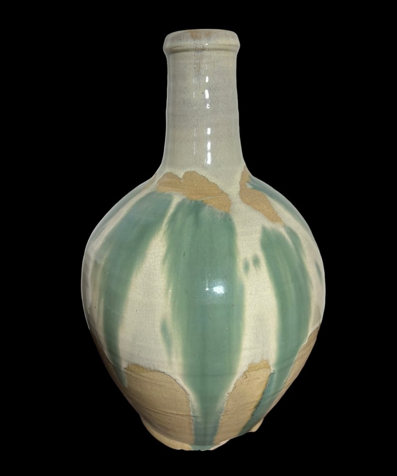 中国美術 唐代 緑釉長頸瓶　花瓶　 骨董 工芸品　 共箱付 EU1-7 中国美術 唐代 緑釉長頸瓶 花瓶 骨董 工芸品 共箱付