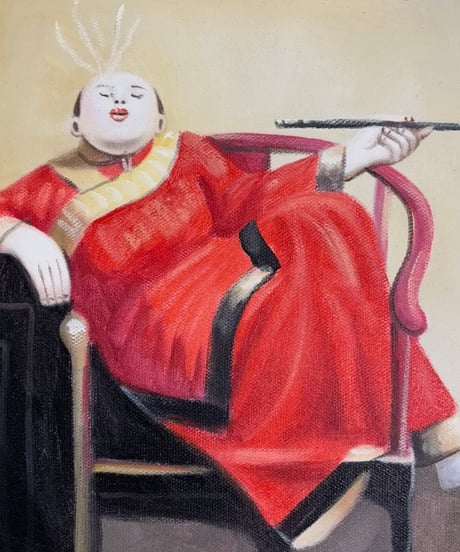 油絵【人物絵】中国雑貨 油彩 額装 壁掛 絵画 色絵 中国 民国 古美術 雑貨 インテリア アンティーク コレクション