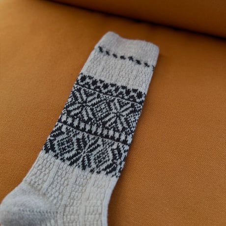 【yahae sui】Wool Organic Cotton Snow Pattern Socks