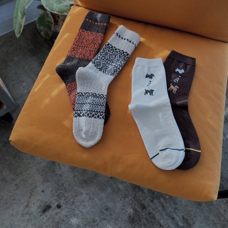 【yahae sui】Wool Organic Cotton Snow Pattern Socks