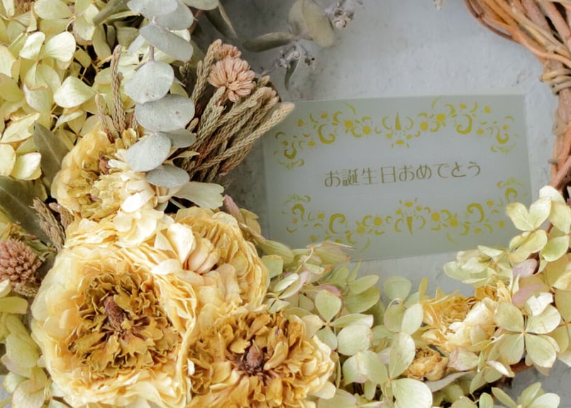 ＊Natural＊アナベルのイエローリース☆ドライフラワーリース Natural＊アナベル紫陽花のイエローリース♡ドライフラワーリース