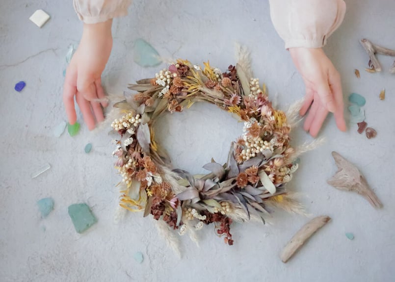 リューカデンドロンのチョコレート色ドライフラワーリース | 月光堂螢工房