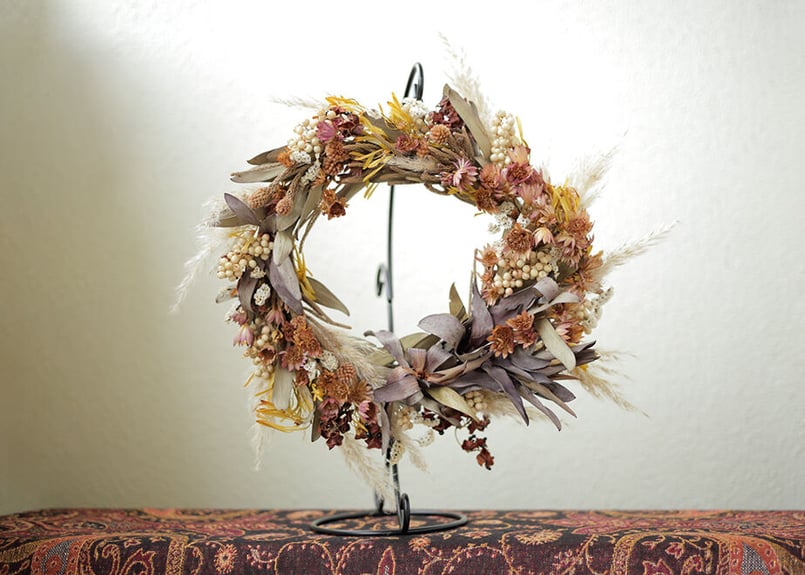 リューカデンドロンのチョコレート色ドライフラワーリース | 月光堂螢工房