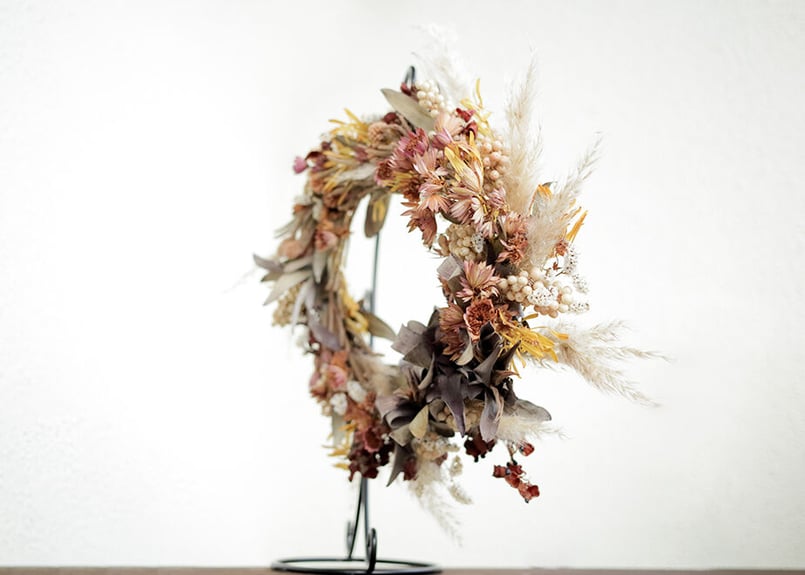 リューカデンドロンのチョコレート色ドライフラワーリース | 月光堂螢工房