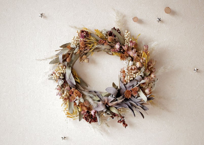 リューカデンドロンのチョコレート色ドライフラワーリース | 月光堂螢工房