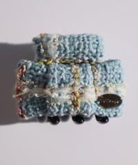 Sky Blue White × Multicoloured Check(mini mini ribbon clip)