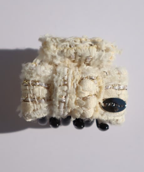 cream ivory×metallic gold(mini mini ribbon clip)