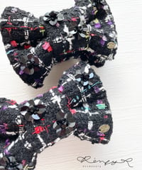 Sequins flower 8 black×rainbow(banana clip)