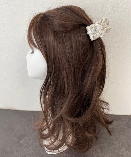 Ivory White Grey ×Metallic Silver (mini mini clip)