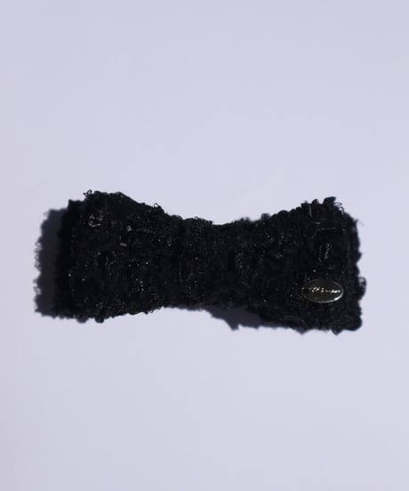 double ribbon× black× lamé russell fringe(barrette)
