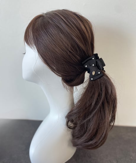 pearl×black double ribbon(mini mini clip)