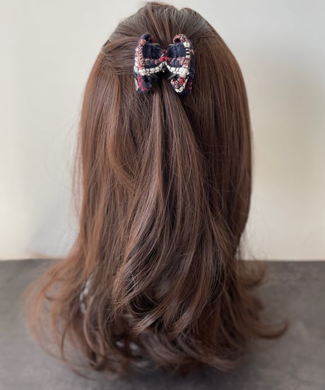 darknavy ×white×red(mini mini ribbon clip)