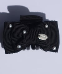 pearl×black double ribbon(mini mini clip)