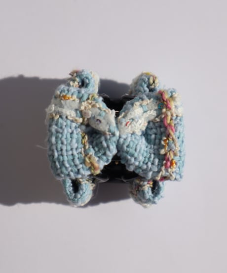 Sky Blue White × Multicoloured Check(mini mini ribbon clip)