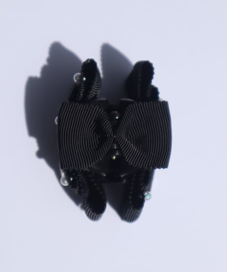 pearl×black double ribbon(mini mini clip)
