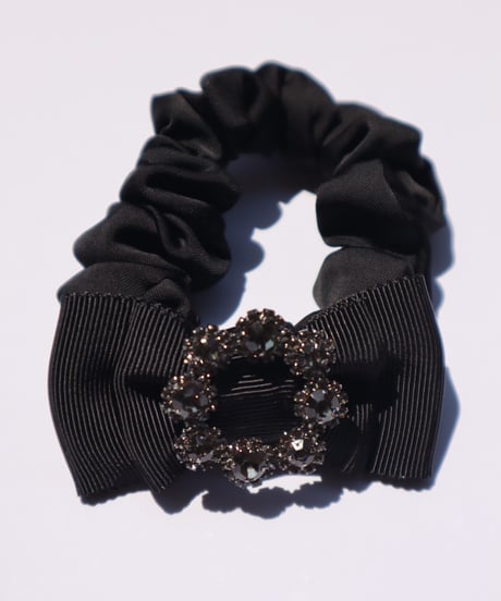 bijou double ribbon black (chouchou)