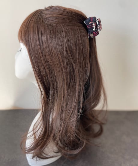 darknavy ×white×red(mini mini ribbon clip)