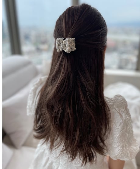 cotton pearl×Ivory White Grey ×Metallic Silver (mini mini clip)
