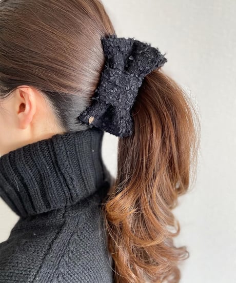 leopard  tweed black(banana clip)
