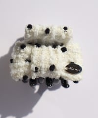 ivory white×black dot(mini mini ribbon clip)