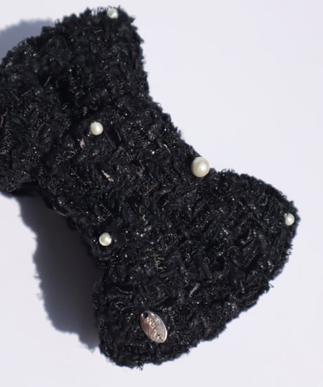 cotton pearl×black× lamé russell fringe(banana clip)