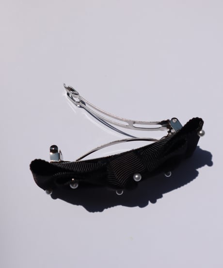 pearl double ribbon(barrette)