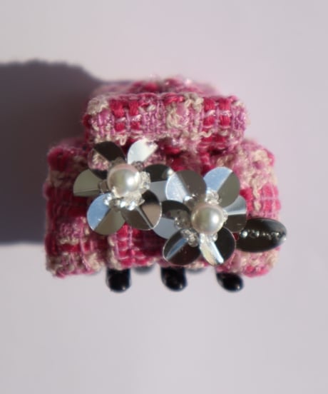Sequins flower 4pink×pink(mini mini ribbon clip)