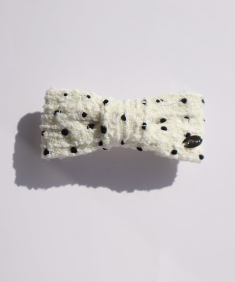 ivory white×black dot(barrette)
