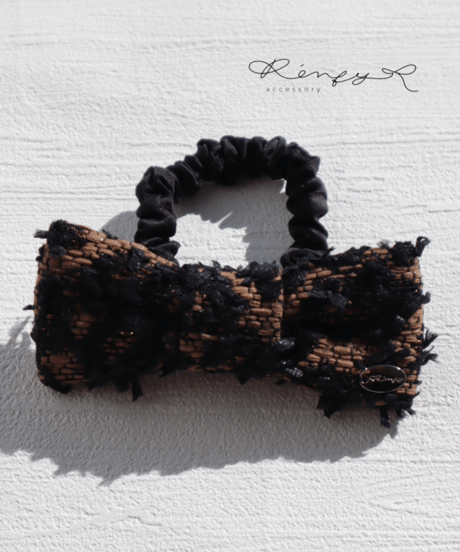 leopard tweed ribbon brown (chouchou)