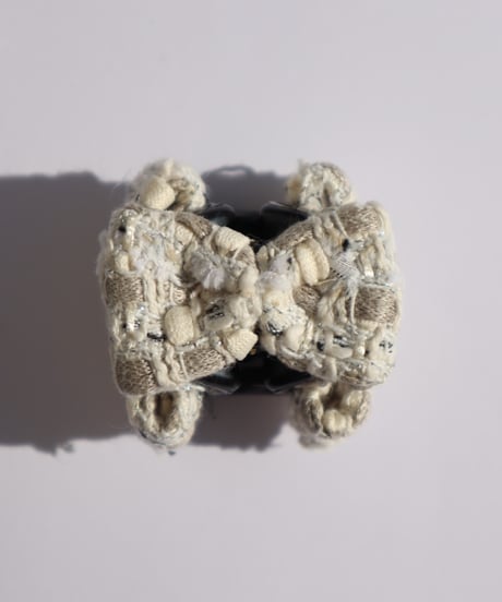 Ivory White Grey ×Metallic Silver  (mini mini ribbon clip)