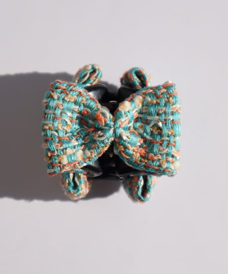 turquoise×orange(mini mini ribbon clip)