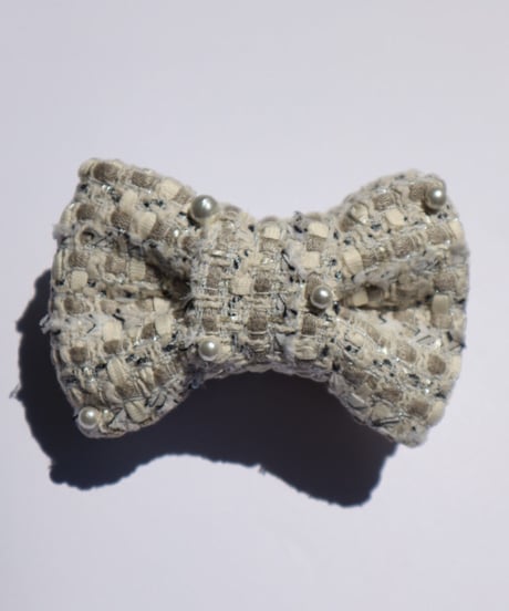 cotton pearl×Ivory White Grey ×Metallic Silver  (banana clip)