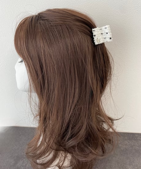 ivory white×black dot(mini mini clip)