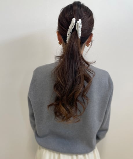 ivory white×black dot(smart banana clip)