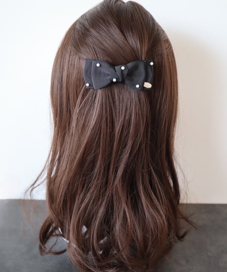 pearl double ribbon(barrette)