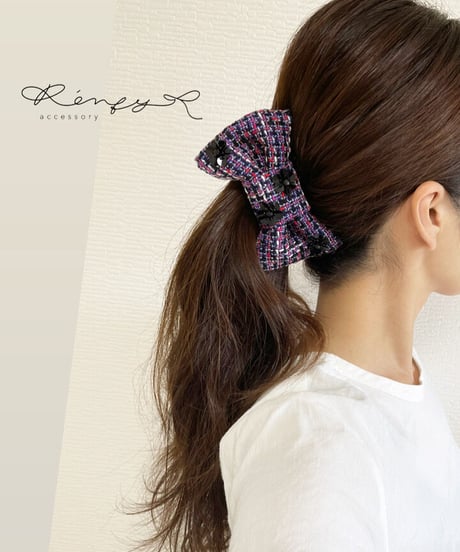 Sequins flower 8purple×black(banana clip)