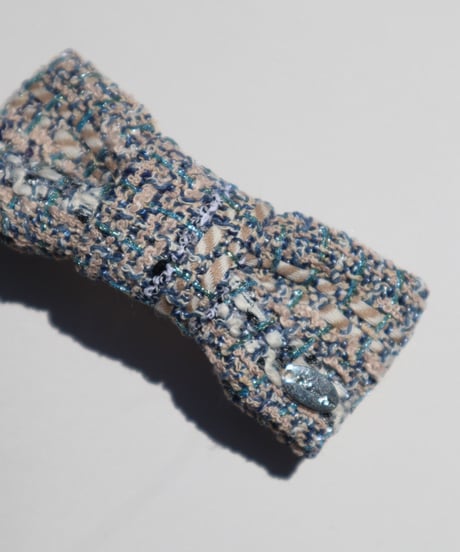 beige×blue×lamé(barrette)
