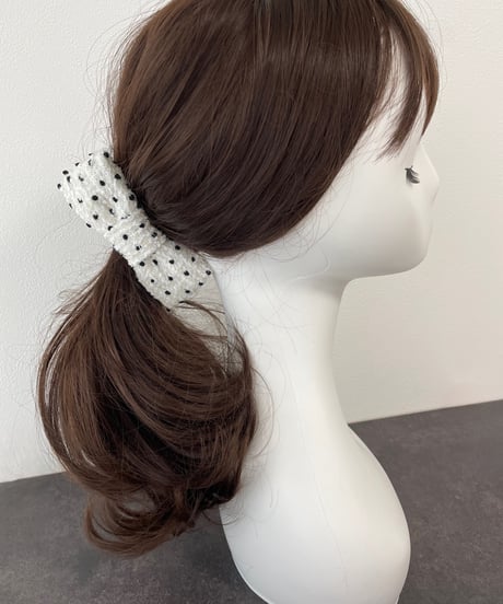 ivory white×black dot(smart banana clip)